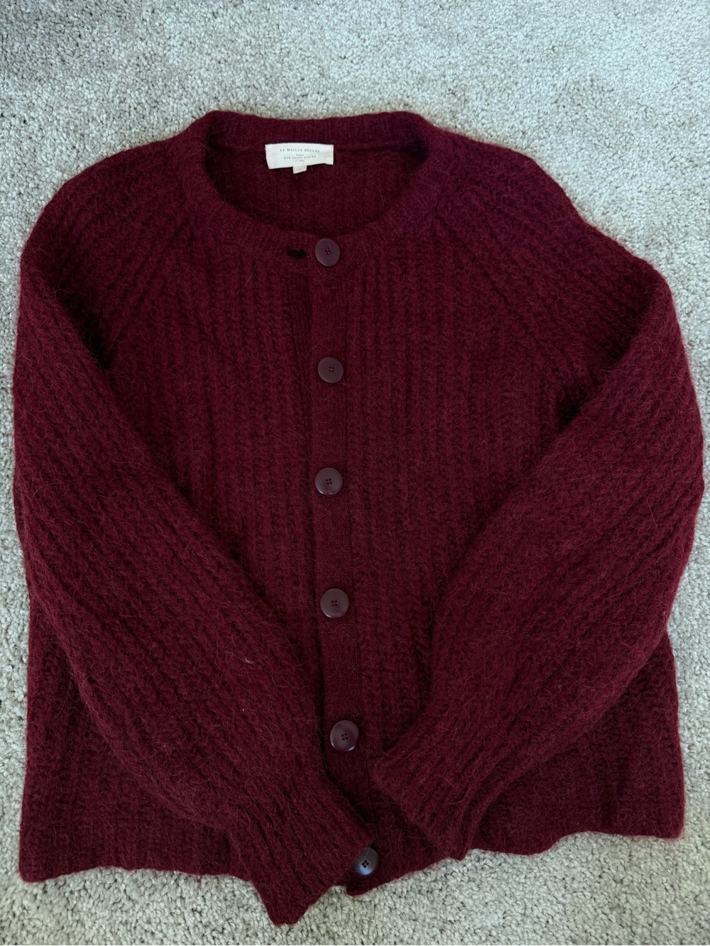 Sezane emile cardigan burgundy